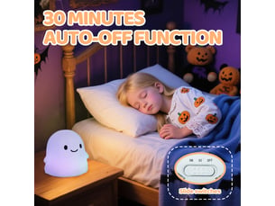 Veilleuse fantôme halloween pour chambre d’enfant, lampe moelleuse rechargeable usb avec minuterie