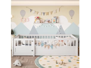 Lit simple 90x190 cm OKWISH coloris blanc