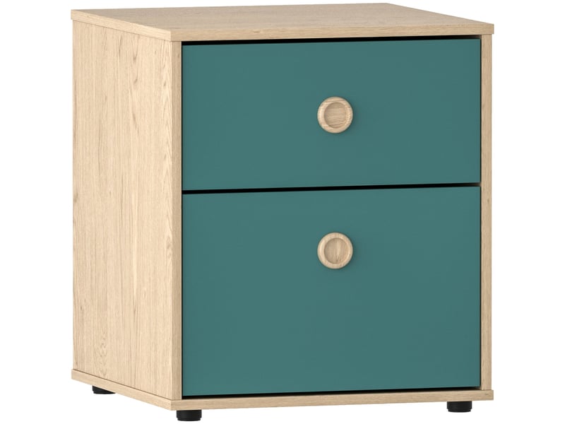  Table de chevet neptune, commode de nuit, chambre, 46x40x40cm, bleu et chêne, 2 tiroirs 3331404 - Conforama A