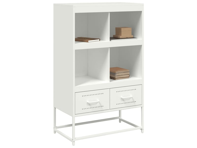  Buffet haut - bahut - meuble de rangement blanc 68x39x111,5 cm acier  - Conforama D