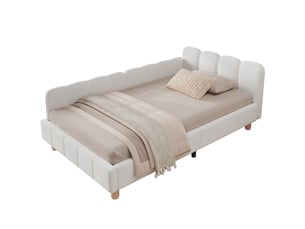 Lit simple 90x200 cm <strong>REDOM</strong>  <strong></strong> coloris beige