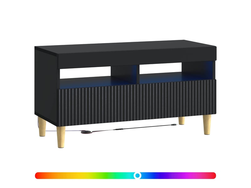  Meuble tv - banc tv - meuble de rangement led noir bois d'ingénierie  - Conforama C