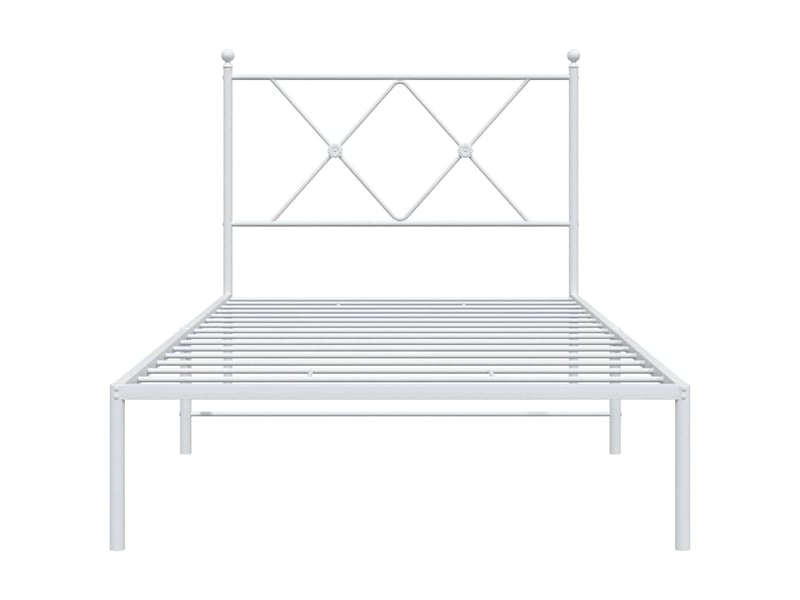  Lit simple- lit adulte -  cadre de lit métal sans matelas avec tête de lit blanc 90x190cm  - Conforama C