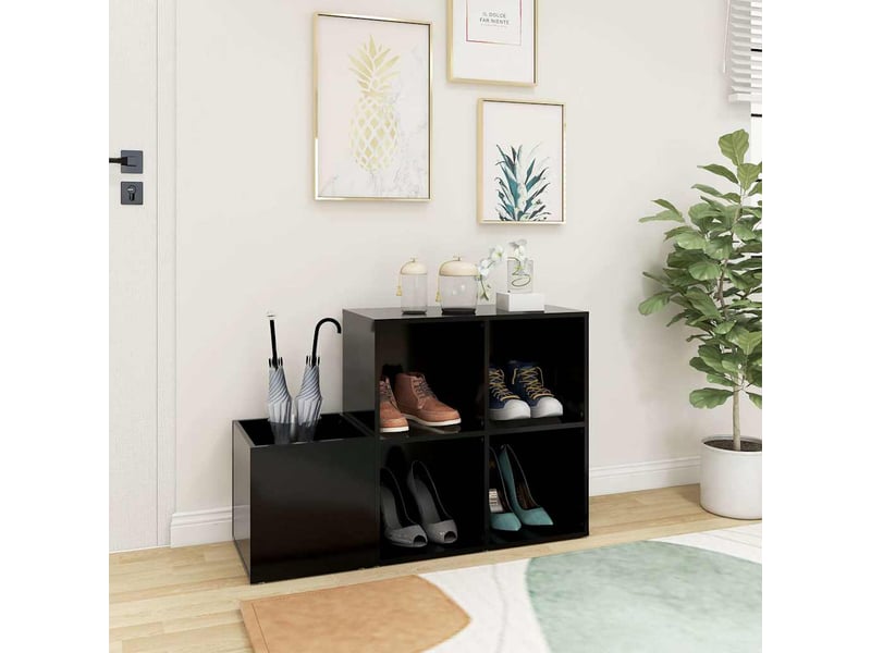  Meuble à chaussure, armoire à chaussures d'entrée noir bois d'ingénierie  - Conforama C