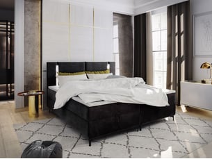 Lit avec rangement 180x200 cm <strong>MASSENO</strong> <strong></strong> coloris noir