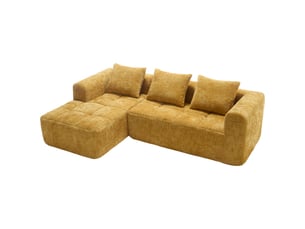 Canapé d'angle réversible fixe BEAOK 3 places Tissu jaune