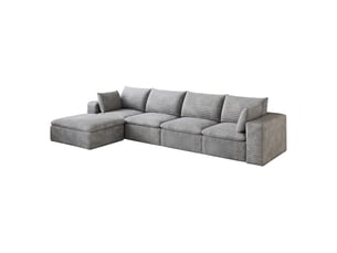 Canapé modulaire tcqpz 5 places 340 x 160 x 82 cm avec chaise longue velours côtelé gris foncé coussins amovibles sans montage