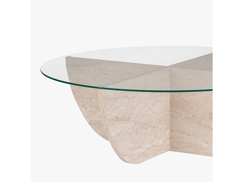  Table basse en verre piètement beige d90 cm  - Conforama C