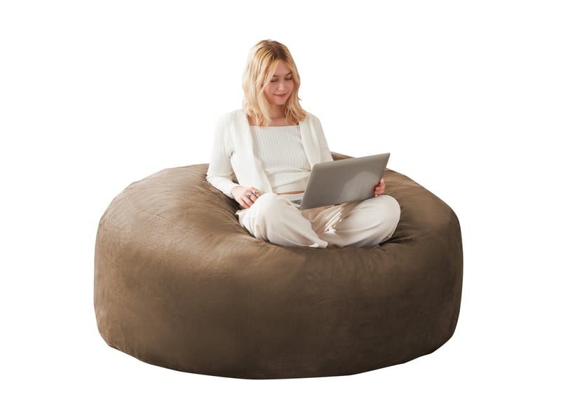  Fauteuil poire convertible 1 place marron 120 x 120 cm, pliable et confortable pour lire ou recevoir  - Conforama B