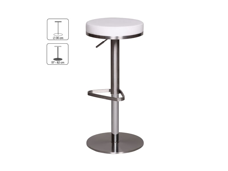  Tabouret de bar rond réglable en hauteur 38x38x5782 cm en pu blanc  - Conforama C