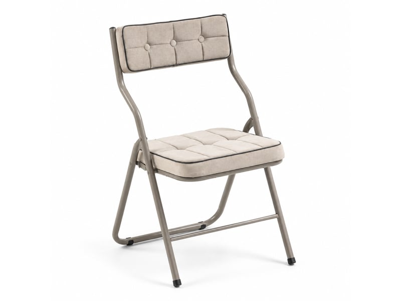  Lot de 2 chaises pliantes 47x46x80 cm, assise rembourrée, dossier inclinable 110°, kaki, métal  - Conforama A