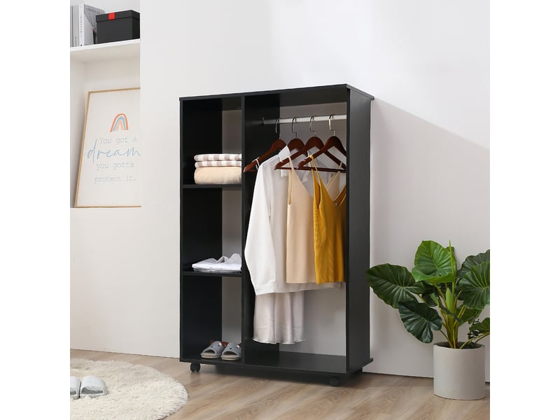  Armoire penderie armoire de rangement mobile panneaux de noir particules  - Conforama D