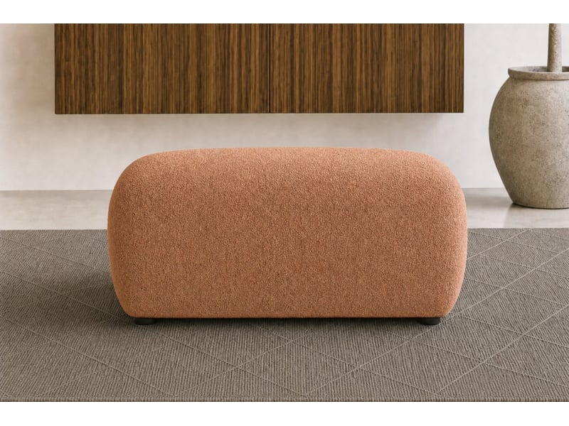  Cassis - pouf en tissu chenille terracotta 105x57x40  - Conforama E