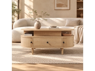 Table basse capsule coloris naturel STILVORA - 50 cmx105 cm