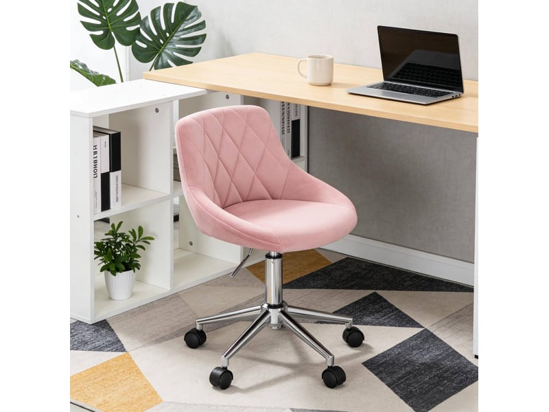  Chaise de bureau à roulettes pivotante et réglable en hauteur rose evryae  - Conforama D