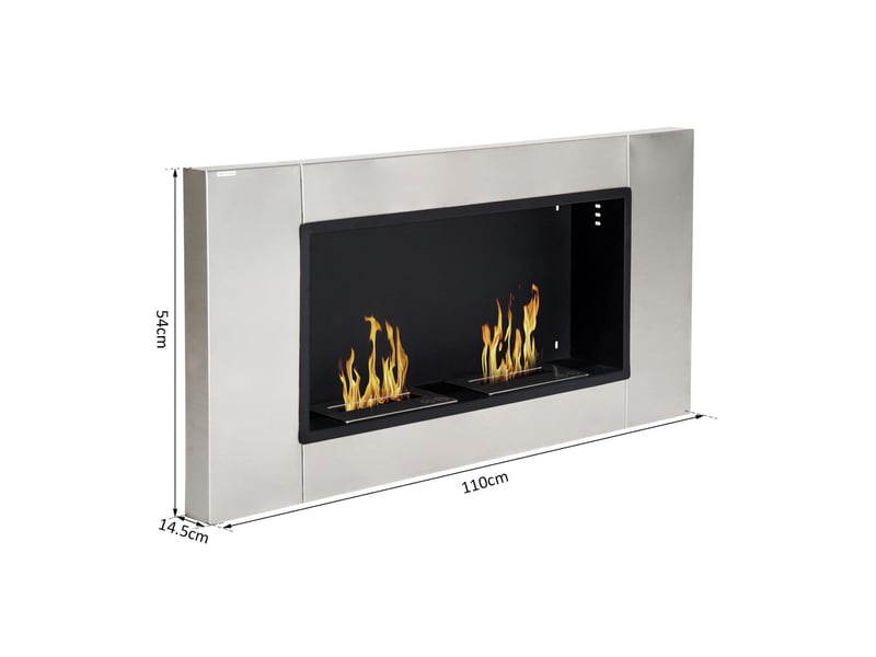  Cheminée murale au bioéthanol avec 2 brûleurs, capacité de 3 l, 13 600 btu, 110 x 54 x 14,5 cm  - Conforama C