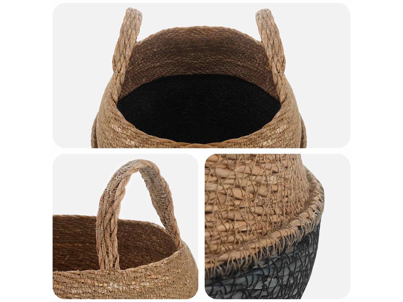 Jardinière - pot de plante avec poignées noir ø 32 x 32 cm - Conforama D