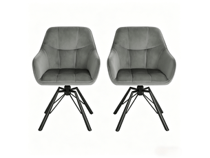 Lot de 2 chaises de salle à manger pivotantes à 360°, velours et métal gris foncé