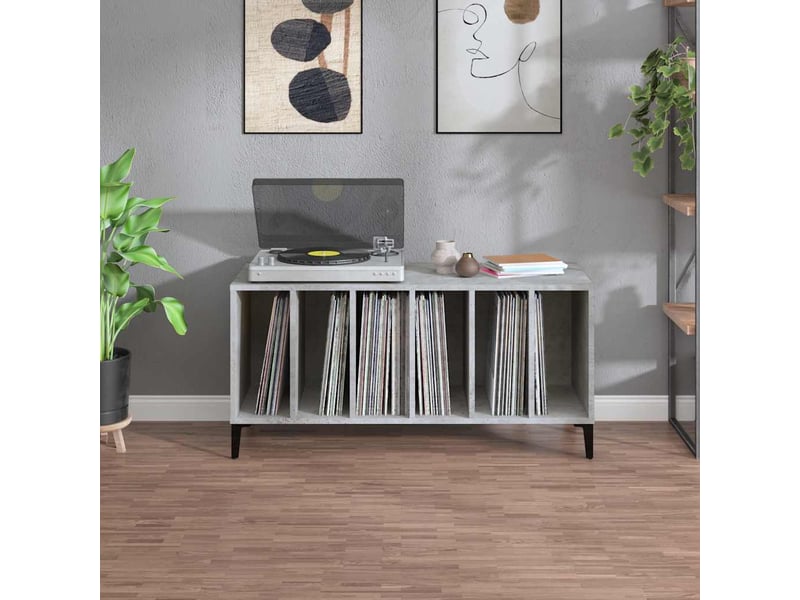  Armoire à disques, armoire de rangement gris béton 100x38x48 cm bois d'ingénierie shl98311  - Conforama C
