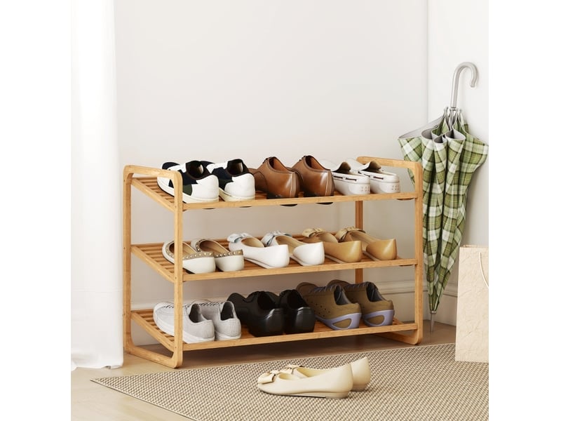  Porte chaussures 3 niveaux en bambou naturel 76x33x50,8 cm  - Conforama E