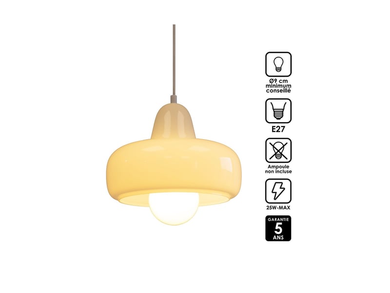  Suspension boli en verre blanc ø26 cm 62906 - Conforama D