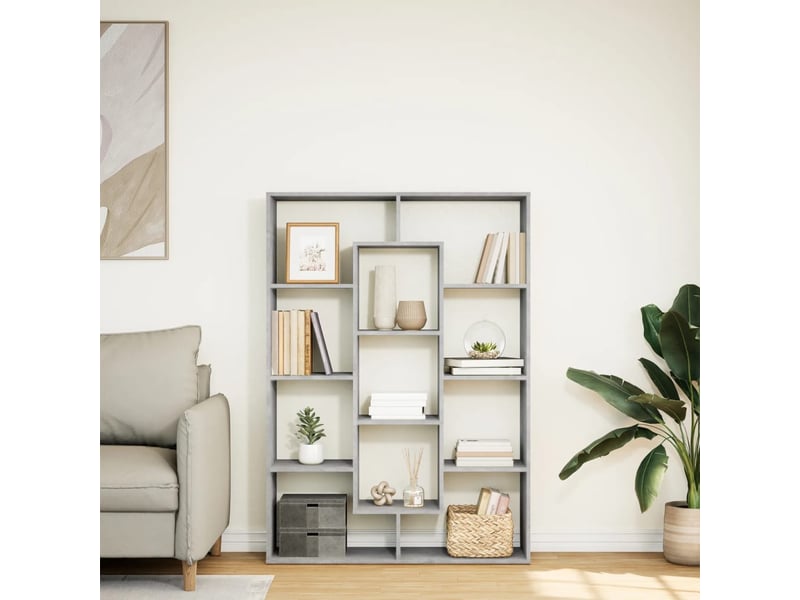  Bibliothèque, meuble de rangement salon gris béton 102x29x143 cm bois d'ingénierie  - Conforama C