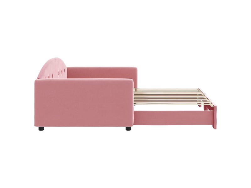  Lit simple- lit adulte -  lit de jour avec lit gigogne rose 100x200 cm velours  - Conforama C