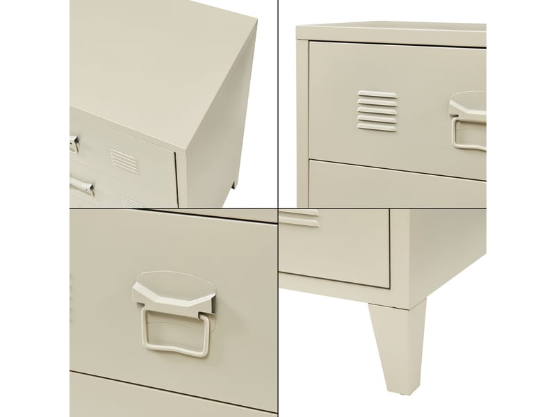 Commode meuble de rangement pratique entrée salon chambre métallique avec 3 tiroirs acier 72 x 60 x 40 cm camel 03_0009302  - Conforama E