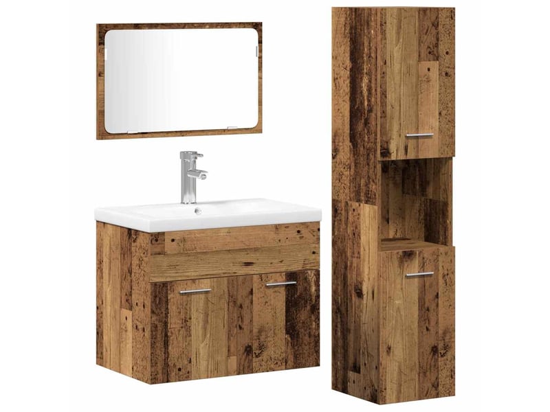 Ensemble de mobilier de salle de bain 4 pièces marron cf64555 - Conforama A