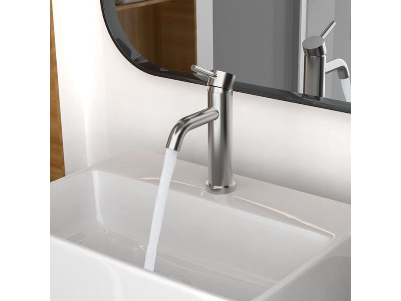  Mitigeur de lavabo - robinet de salle de bains monocommande, robinets de lavabo à tiroir en céramique à faible bruit, corps en acier ioxydable  - Conforama B