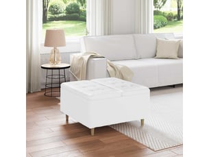 Ottoman, repose pied salon avec rangement blanc 80x80x45 cm simili cuir