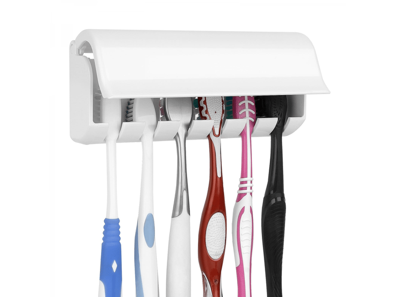  Porte-brosse à dents mural avec couvercle pour douche, organisateur peu encombrant,support de brosse à dents auto-adhésif à 6 emplacements  - Conforama A