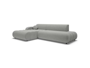 Canapé d'angle gauche convertible SELSEY Arione 3 places Tissu gris avec coffre de rangement