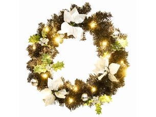Couronne de noël avec lumières led noir 60 cm pvc