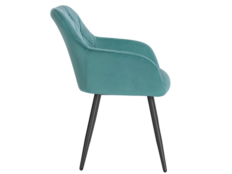  Chaise de salle à manger avec accoudoirs en velours bleu sarcelle evryae  - Conforama C