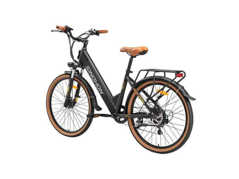  Vélo électrique de ville sinohon em300, 26, 7 vitesses, marron  - Conforama C