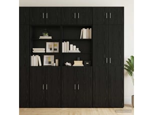 Buffet - cabinet de rangement avec étagères chêne noir bois d'ingénierie