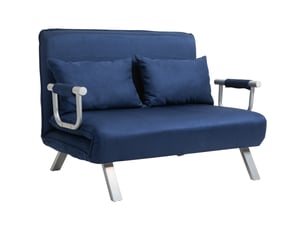 Canapé droit convertible MAISENTIEL  2 places Polyester bleu