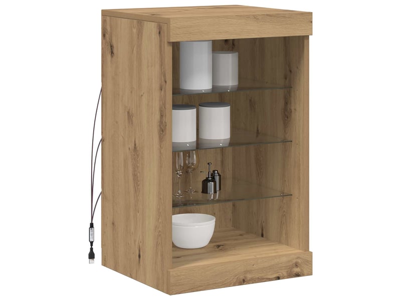 Buffet - bahut - meuble de rangement led chêne artisanal 41 x 37 x 67 cm bois d'ingénierie - Conforama C