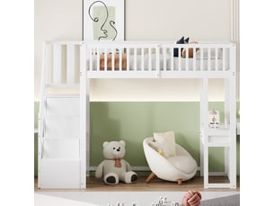 Lit mezzanine 90x200 cm <strong></strong> <strong></strong> coloris blanc
