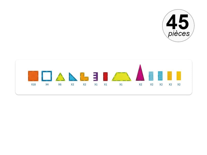  Jeu de construction magnétique - 45 pièces - tuiles colorées - matériaux ultra résistants - s GTK311 - Conforama B