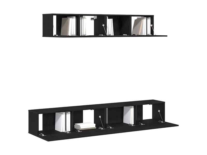  Ensemble meuble tv - banc tv - meuble de rangement 4 pcs chêne noir bois d'ingénierie  - Conforama C