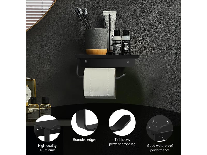  Porte-papier toilette support mural avec étagères spacieuses  - Conforama E