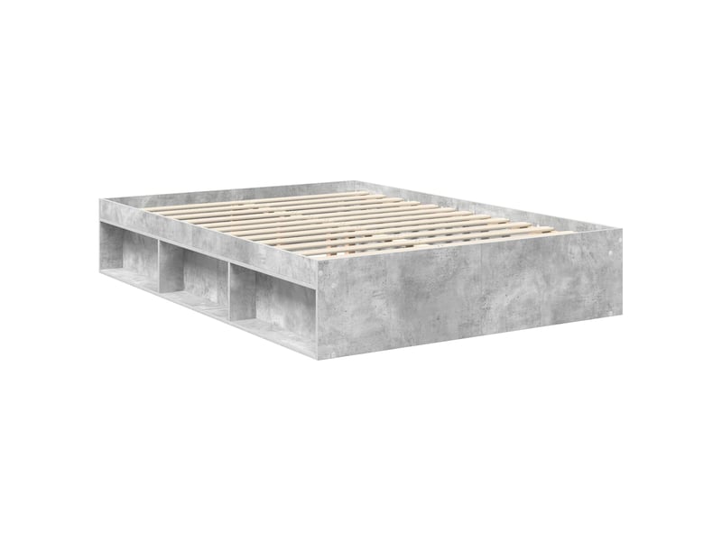  Lit double- lit adulte -  cadre de lit gris béton 135 x 190 cm bois de pin massif  - Conforama D
