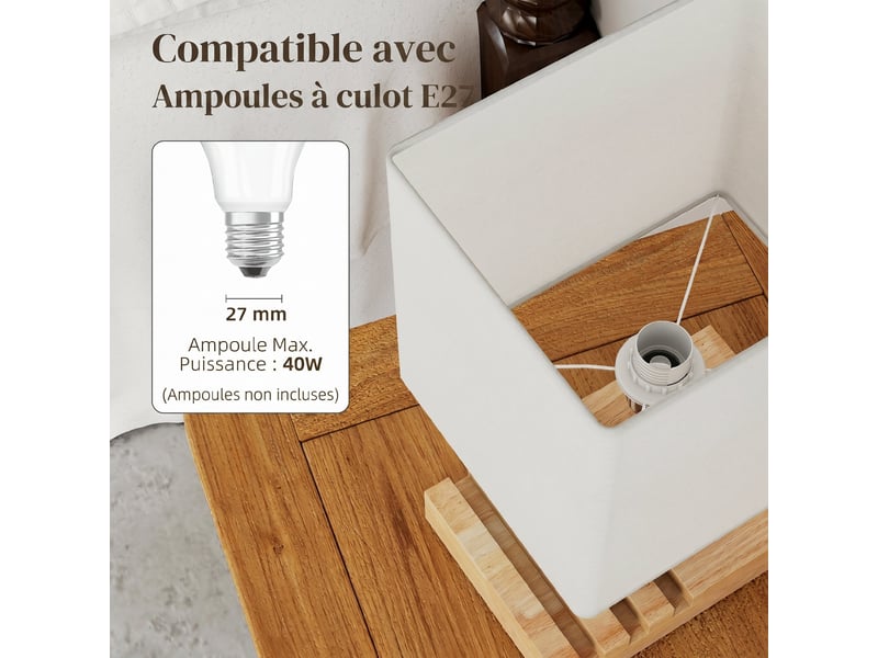  Lampe de chevet avec usb a+c, lampe de table moderne, 3 supports pour téléphone, blanc, ampoules non incluses  - Conforama R