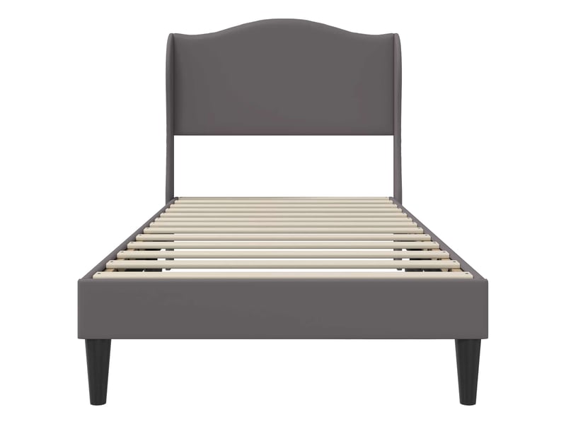  Lit simple- lit adulte -  cadre de lit avec tête de lit gris 90 x 200 cm simili cuir  - Conforama C