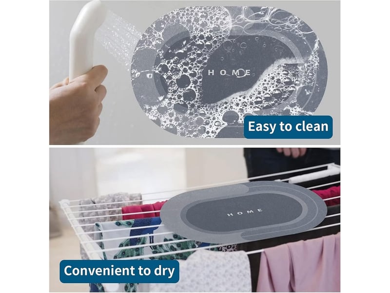  Tapis de salle de bain antidérapant facile à nettoyer, super absorbant, séchage rapide, paillasson de cuisine simple (60x40cm)  - Conforama D