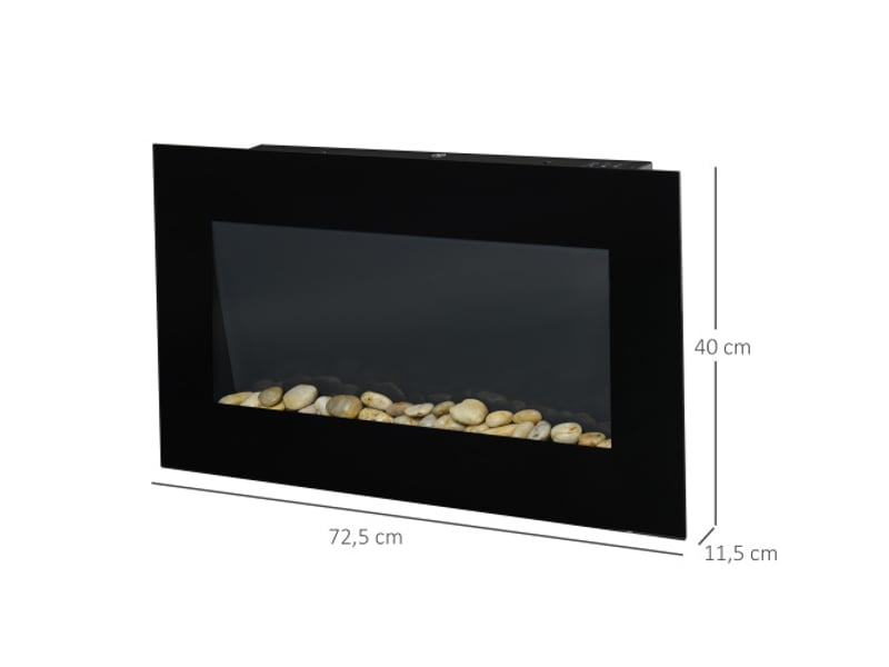 Cheminée électrique murale noire, effet flammes led 7 couleurs, 10002000 w, télécommande - Conforama C