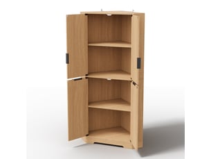 Armoire d'angle 4 portes étagères réglables coloris naturel 60 x 60 x 172 cm