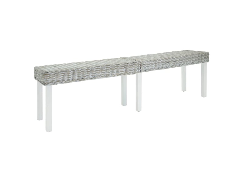  Banc d'entrée, banc d'intérieur blanc 160x35x45 cm rotin kubu naturel et acajou solide  - Conforama B
